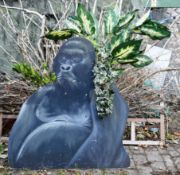 FORMER BRISTOL ZOO GARDENS - WOODEN GORILLA WITH FOLIAGE DISPLAY