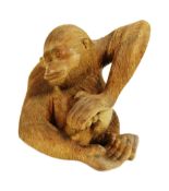 FORMER BRISTOL ZOO GARDENS - CARVED WOODEN STATUE OF A CHIMPANZEE