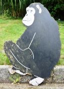 FORMER BRISTOL ZOO GARDENS - WOODEN TREE MONKEY STATUE