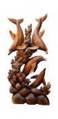 FORMER BRISTOL ZOO GARDENS - LARGE CARVED HARDWOOD DOLPHIN SCULPTURE