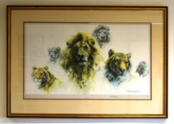 FORMER BRISTOL ZOO GARDENS - DAVID SHEPHERD (1931-2017) - JUST CATS - SIGNED PRINT