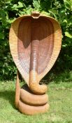 FORMER BRISTOL ZOO GARDENS - WOODEN KING COBRA SCULPTURE