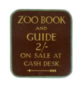 FORMER BRISTOL ZOO GARDENS - VINTAGE ZOO GUIDE BOOK ADVERTISING SIGN