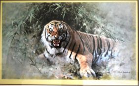 FORMER BRISTOL ZOO GARDENS - DAVID SHEPHERD (1931-2017) - TIGER FIRE - SIGNED PRINT
