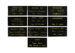 FORMER BRISTOL ZOO GARDENS - VINTAGE ANIMAL ENCLOSURE PLAQUES