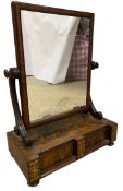 19TH CENTURY BRASS INLAID MAHOGANY DRESSING TABLE MIRROR