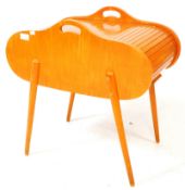 BRITISH MODERN DESIGN - MID CENTURY TEAK VENEER SEWING BOX