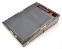 VINTAGE 19TH CENTURY WALNUT AND BRASS WRITING SLOPE BOX
