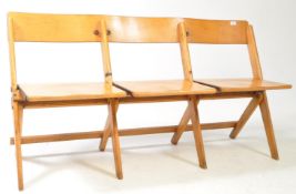 MID CENTURY FOLDING CINEMA THEATRE FOLDING HALL BENCH SETTLE SEATS
