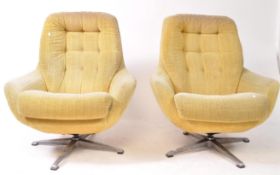 MANNER OF GREAVES & THOMAS - PAIR OF MID CENTURY SWIVEL CHAIRS