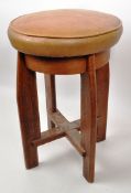 20TH CENTURY ARTS & CRAFTS OAK & LEATHER STOOL