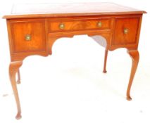 QUEEN ANNE REVIVAL WALNUT & LEATHER WRITING TABLE DESK