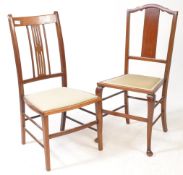 PAIR OF EDWARDIAN CHIPPENDALE REVIVAL BEDROOM CHAIRS & TABLE