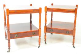 PAIR GEORGE III REVIVAL MAHOGANY TRAY TOP BEDSIDE TABLES