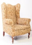 VICTORIAN 19TH CENTURY TAPESTRY UPHOLSTERED WINGBACK ARMCHAIR