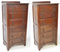 PAIR 1930S ART DECO OAK PEDESTAL CHEST OF DRAWERS
