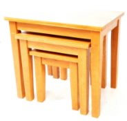 OAK FURNITURE LAND MANNER - CONTEMPORARY OAK WOOD NEST OF TABLES