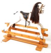 PAINTED DAPPLE GREY PINE ROCKING HORSE