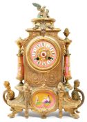 19TH CENTURY BRASS ENAMELLED SEVRES FRENCH MANTLE CLOCK
