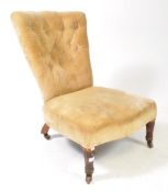 19TH CENTURY BUTTON BACK FIRESIDE CHAIR