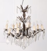 VINTAGE MID 20TH CENTURY FRENCH TOLEWARE METAL CHANDELIER