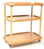 ERCOL - MODEL 458 - MID CENTURY ELM THREE TIER SERVING TROLLEY