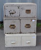 3 MID CENTURY INDUSTRIAL OFFICE FILING INDEX CABINETS