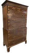 19TH CENTURY GEORGE III INLAID CHEST ON CHEST OF DRAWERS