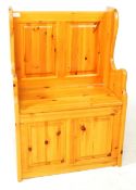 VICTORIAN REVIVAL COUNTRY PINE HALL SETTLE BENCH