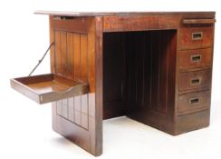 1920S INDUSTRIAL OFFICE CLERKS OAK PANEL KNEEHOLE DESK