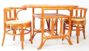 RETRO 1980'S BAMBOO & WICKER DINING / BREAKFAST TABLE