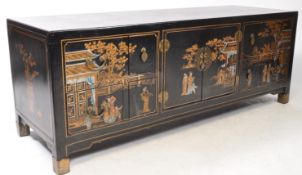 CONTEMPORARY CHINOISERIE CHINESE LACQUERED MEDIA UNIT SIDEBOARD