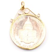 HALLMARKED 9CT GOLD CHARLES & DIANA MOUNTED COIN NECKLACE PENDANT