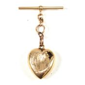 GOLD T-BAR & GOLD ENGRAVED HEART LOCKET PENDANT AF