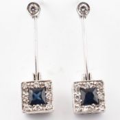 ZOCCAI 18CT WHITE GOLD DIAMOND & SAPPHIRE PENDANT EARRINGS