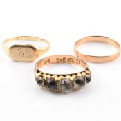 VICTORIAN HALLMARKED 9CT GOLD RING & TWO 9CT RINGS