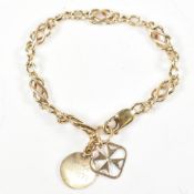9CT GOLD CHAIN BRACELET WITH HALLMARKED 9CT GOLD MALTESE CROSS CHARM