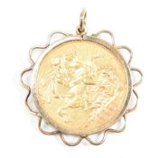 VICTORIAN 1892 FULL SOVEREIGN PENDANT IN 9CT MOUNT