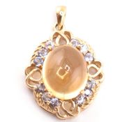 HALLMARKED 9CT GOLD CITRINE & TANZANITE NECKLACE PENDANT