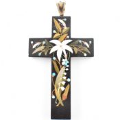 19TH CENTURY PIETRA DURA ASHFORD MARBLE CROSS PENDANT