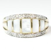 HALLMARKED 9CT GOLD MOTHER OF PEARL & DIAMOND RING