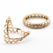 HALLMARKED 9CT GOLD HEART VANKI RING & 9CT GOLD & WHITE STONE ETERNITY RING