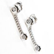 18CT WHITE GOLD & DIAMOND DROP EARRINGS