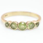 HALLMARKED 9CT GOLD & PERIDOT FIVE STONE RING
