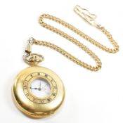 WOODFORD HALF HUNTER POCKET WATCH AND ALBERT CHAIN