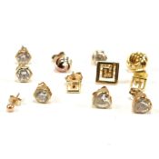 COLLECTION OF GOLD STUD EARRINGS AF