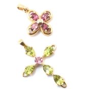 TWO HALLMARKED 9CT GOLD & GEM SET PENDANTS