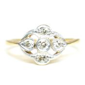 18CT GOLD & PLATINUM DIAMOND FIVE STONE RING