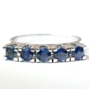 14CT WHITE GOLD & SAPPHIRE FIVE STONE RING