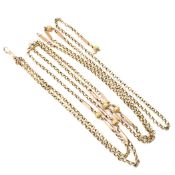 19TH CENTURY GOLD LONG GUARD MUFF CHAIN